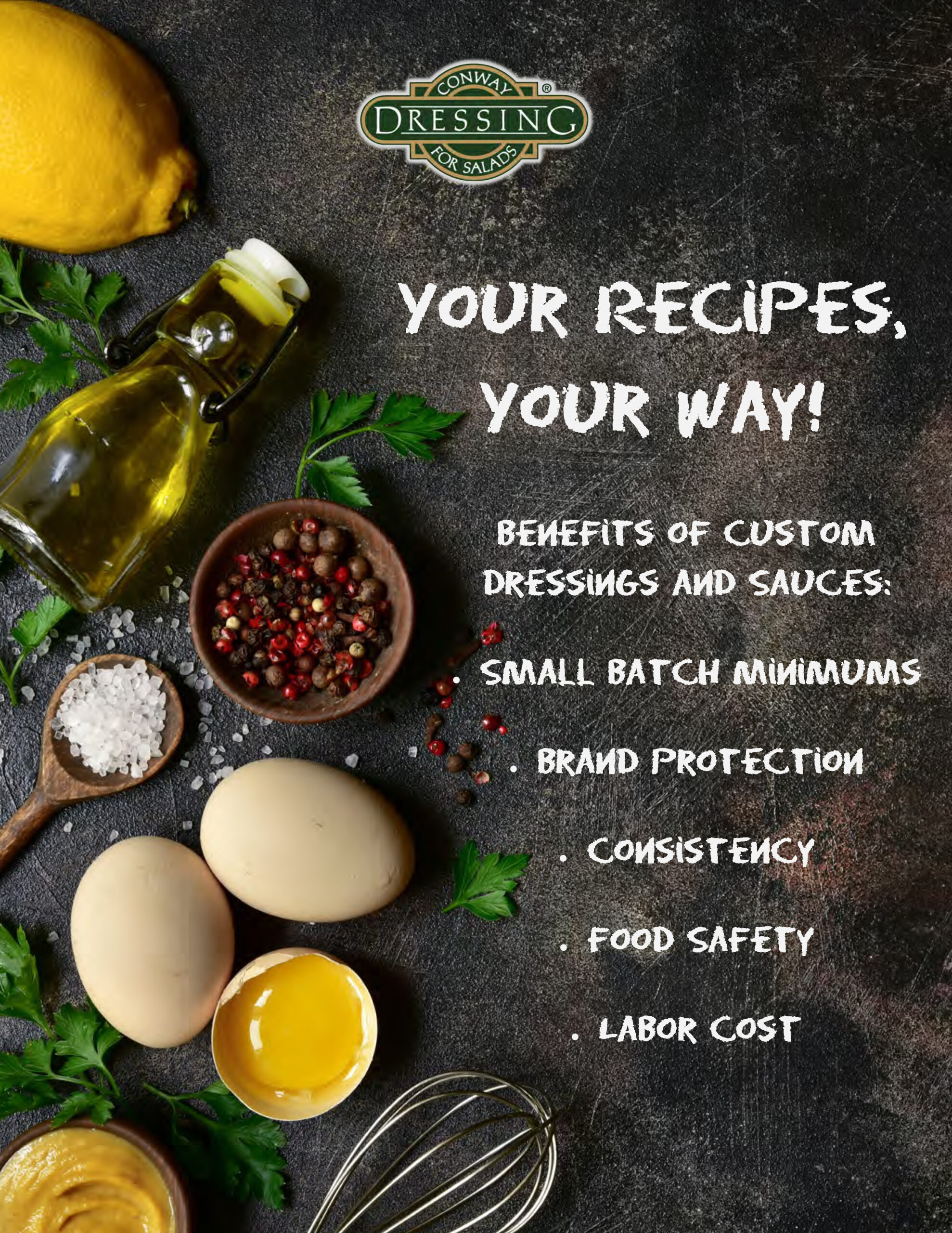 Custom salad dressings and sauces for restaurants